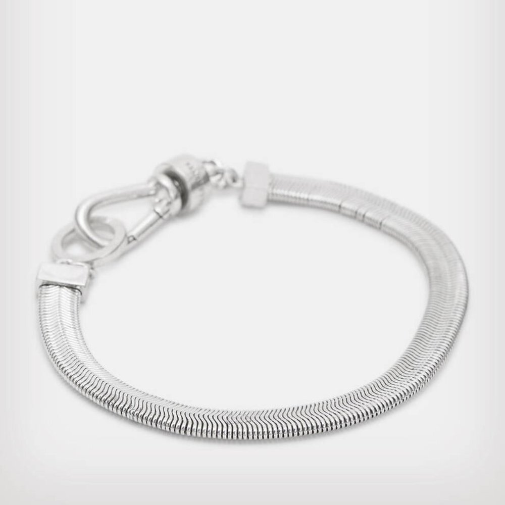 AllSaints Flat Snake Silver Tone Bracelet